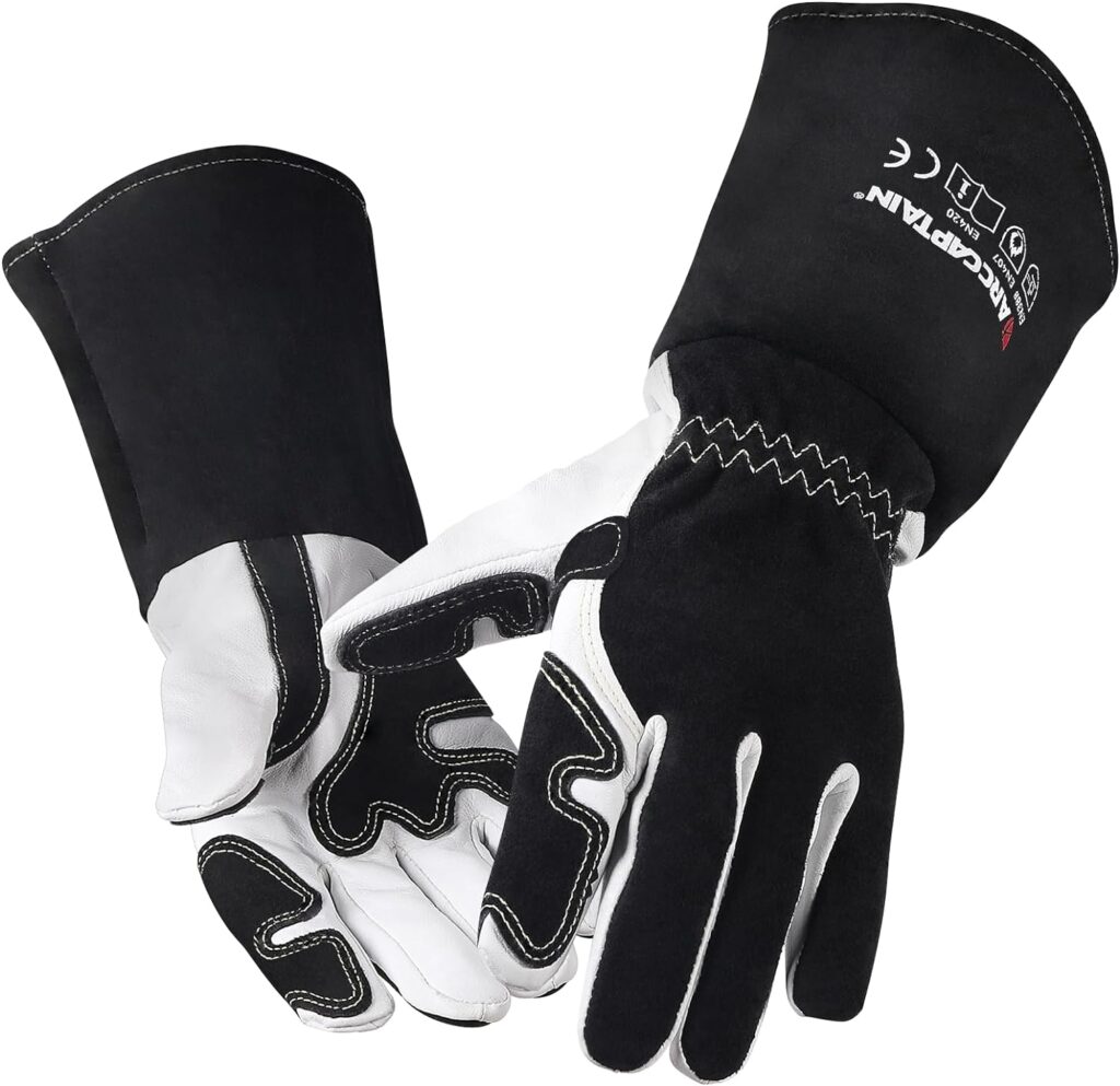 ARCCAPTAIN Tig Welding Gloves: Premium Goatskin Grain Leather, Dexterity, Comfort, Duralble Tig Gloves for Work Protection