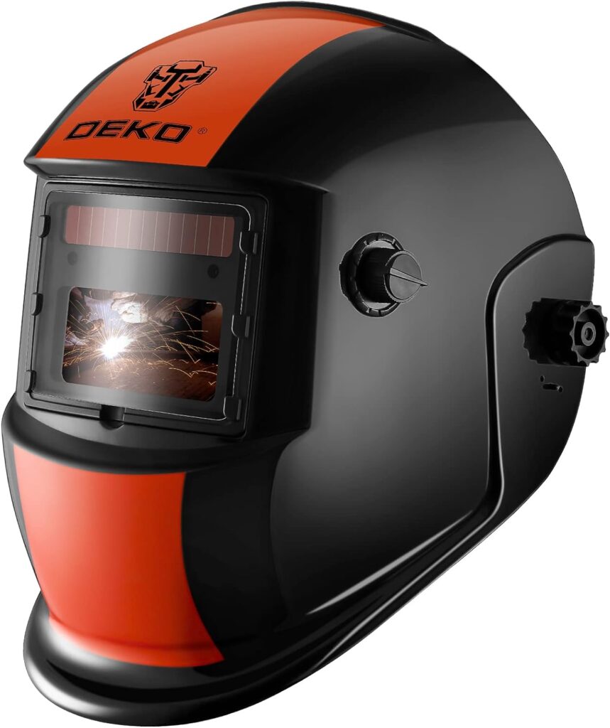 DEKOPRO Welding Helmet Auto Darkening Solar Power Welding Mask Hood for TIG MIG ARC Welder Helmet Orange Black