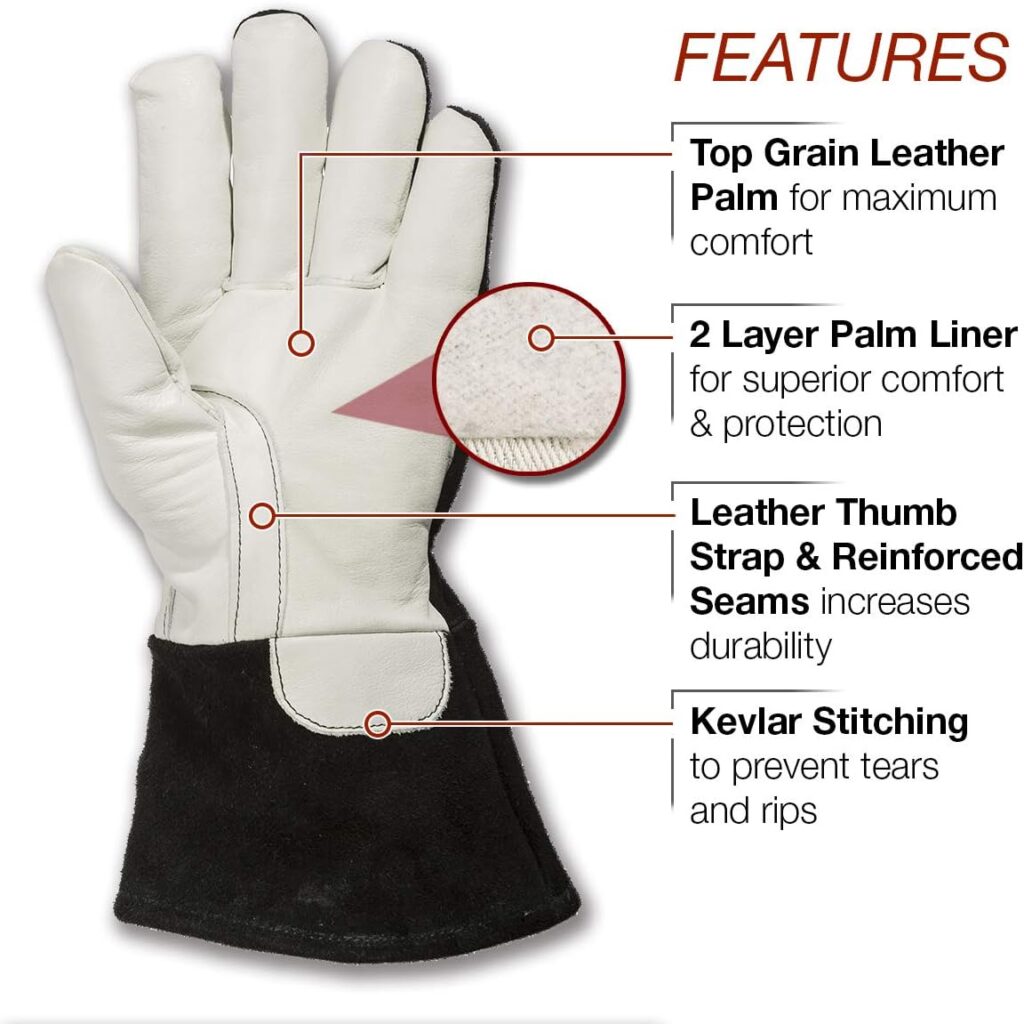 Lincoln Electric DynaMIG HD Professional MIG Welding Gloves | Comfort  Heat Resistance | Extra Large | K3806-XL,White