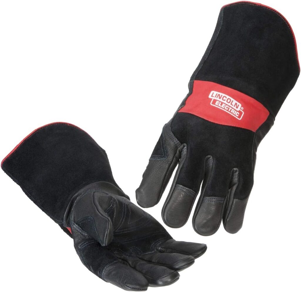 Lincoln Electric Premium Leather MIG Stick Welding Gloves | Heat Resistance  Dexterity| Medium | K2980-M,black, Red