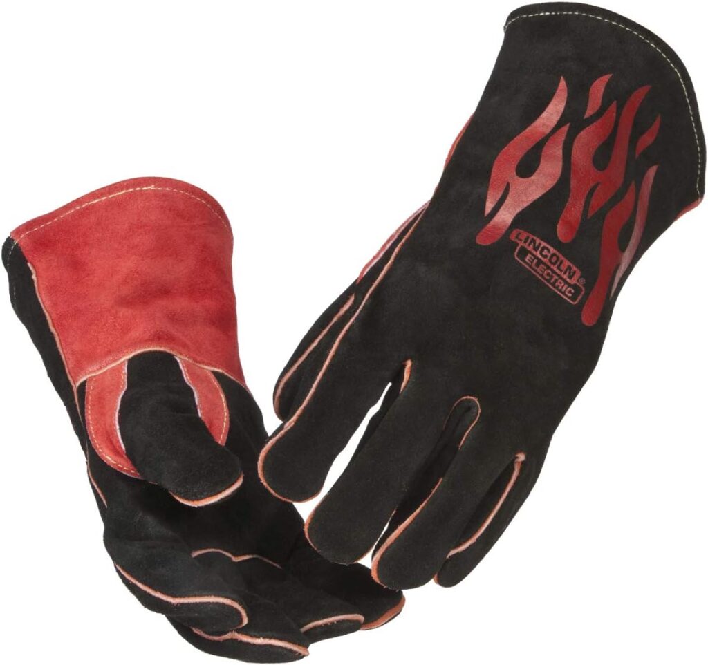 Lincoln Electric Traditional MIG/Stick Welding Gloves | 14 Lined Leather | Kevlar Stitching | K2979-ALL, Black, Red