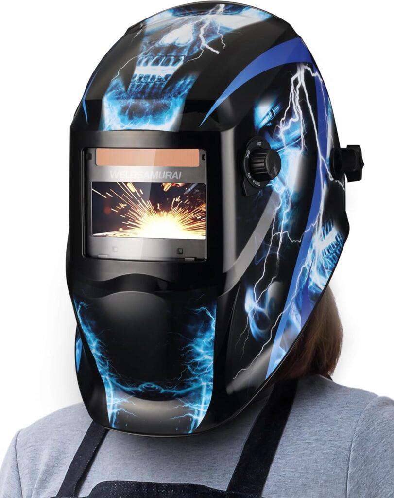 WELDSAMURAI Auto Darkening Welding Helmet, True Color Solar Power Welding Hood, 4 Arc Sensor Wide Shade 4/5-8/9-13 Welder Mask Shield with Grinding for TIG MIG MMA Plasma