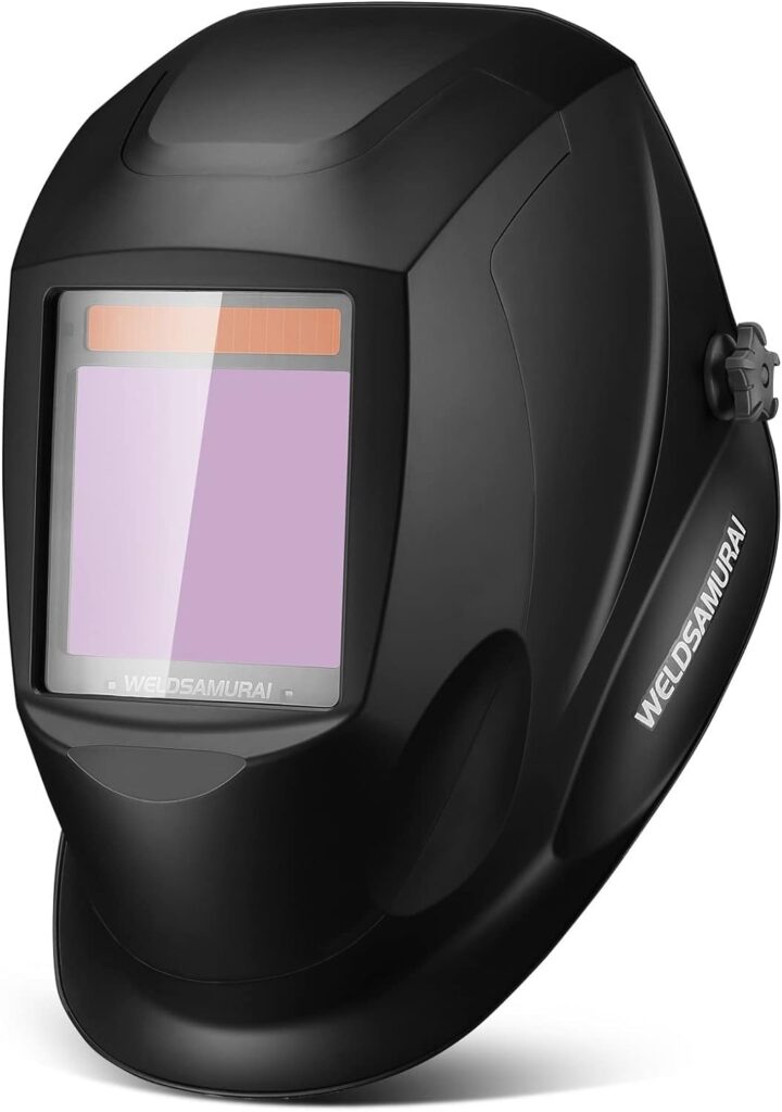 4.21x3.59 Large View Welding Helmet, WELDSAMURAI Auto Darkening Welding Hood True Color 4 Arc Sensors Variable Shade 4/5-8/9-13 for TIG MIG ARC Grinding Plasma