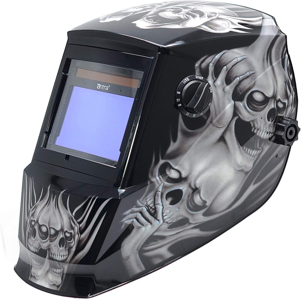 Antra True Color Wide Shade Range 4/5-13 Auto Darkening Welding Helmet w/Solar AH6-660-6218 Large Viewing 3.86X2.50 for TIG MIG/MAG MMA Plasma Grinding, 6+1 Extra Lens Covers: Tools  Home Improvement