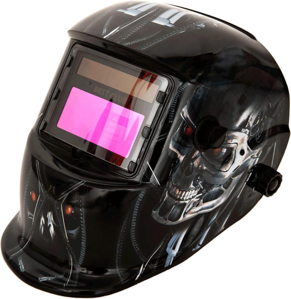 Bestclub Welding Helmet Solar Powered Auto Darkening Hood with Adjustable Shade Range 4/9-13 for Mig Tig Arc Welder Mask (Robot)