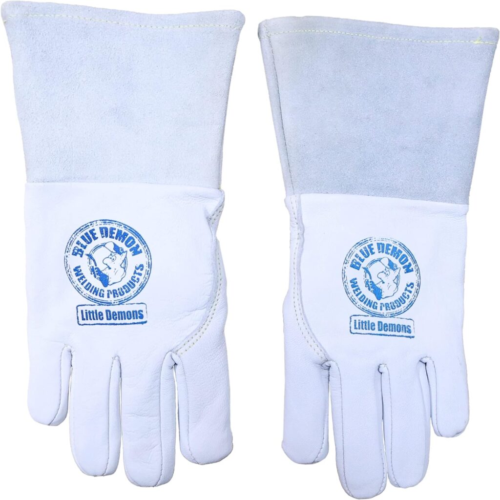 Blue Demon Little Demons kids welding gloves, 3X-Small White