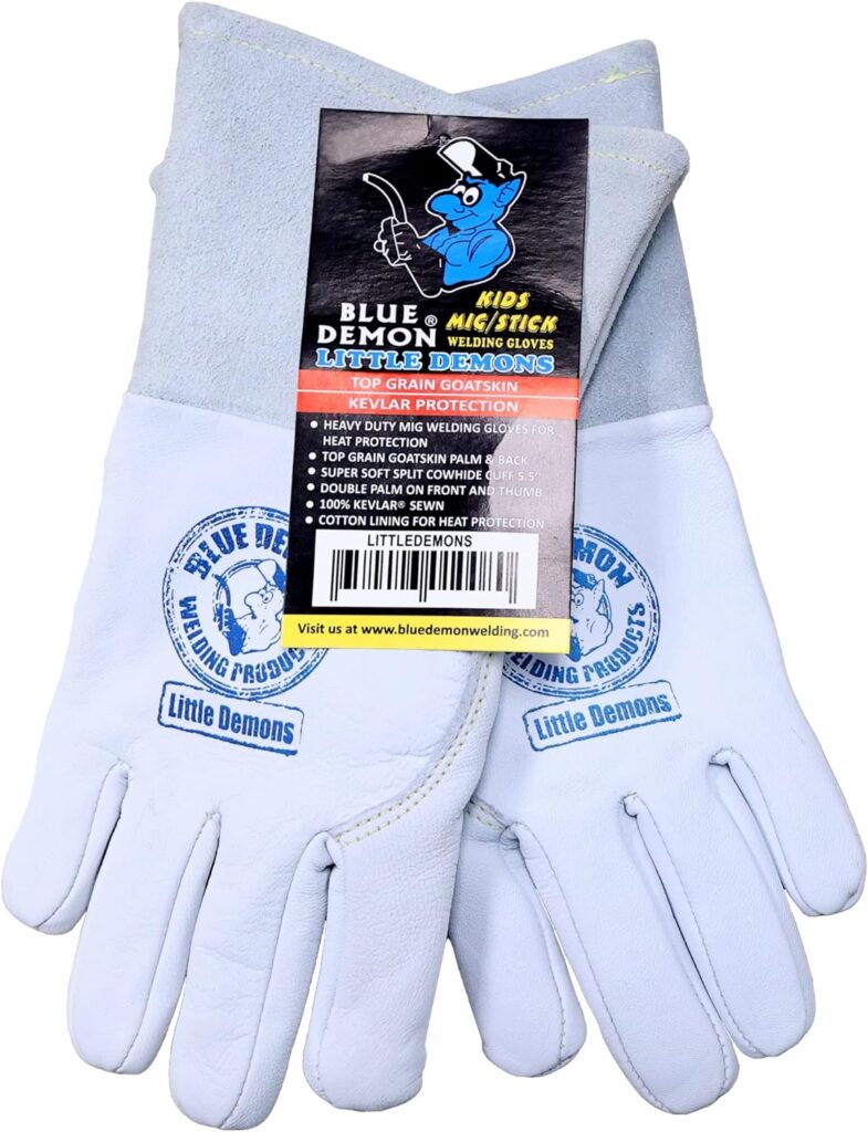 Blue Demon Little Demons kids welding gloves, 3X-Small White