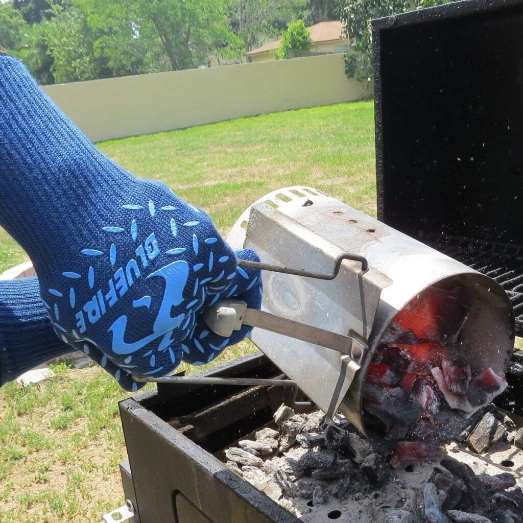 BlueFire Gloves BBQ Grill Firepit Oven Mitts Highest Heat Resistance EN407 Lab Certified (X-Large, Blue)