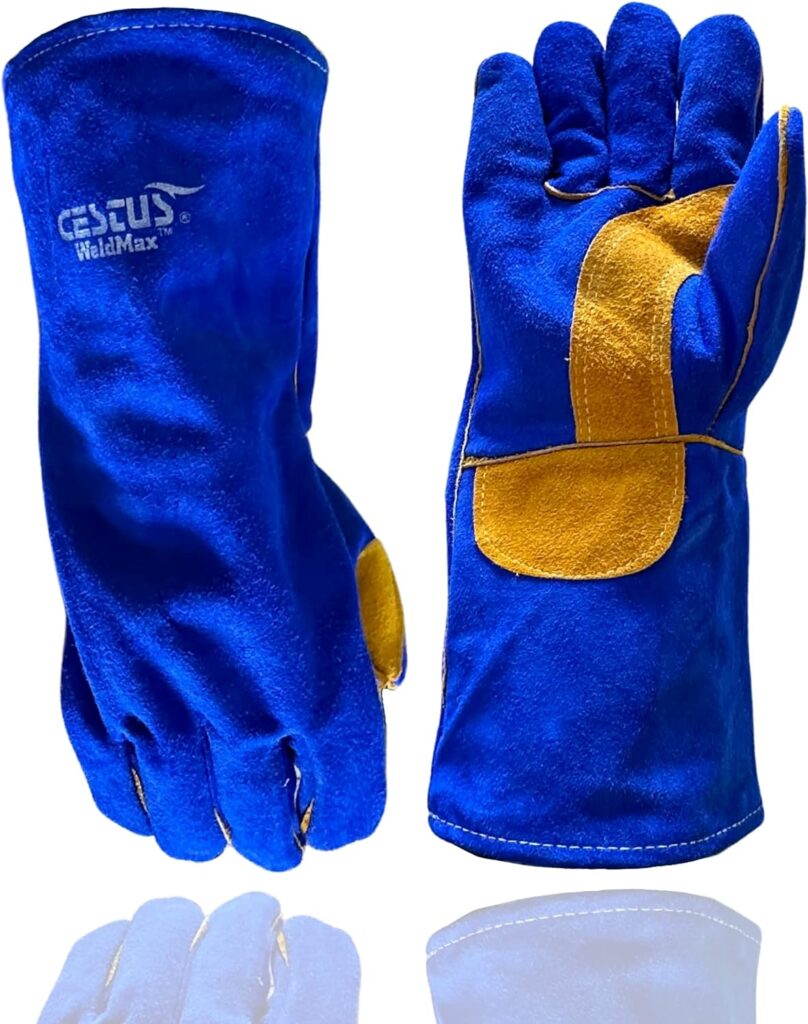 Cestus Weldmax, MIG/Stick Welding Gloves, Cow Split Leather, Kevlar-Stitched, Full Sock Lining with Cotton Jersey