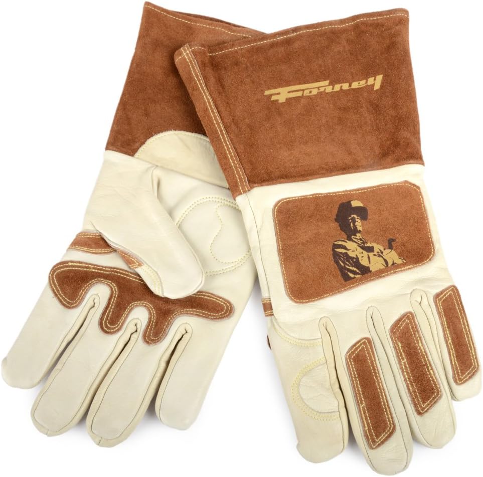 Forney 53410 Signature Mens Welding Gloves, Large, White/Brown