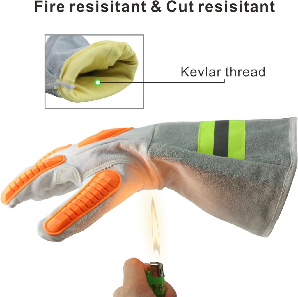 Kim Yuan Leather Welding Gloves - Heat/Fire Resistant, Perfect for Oven/Grill/Mig/Fireplace/Stove/Pot Holder/Tig Welder/BBQ