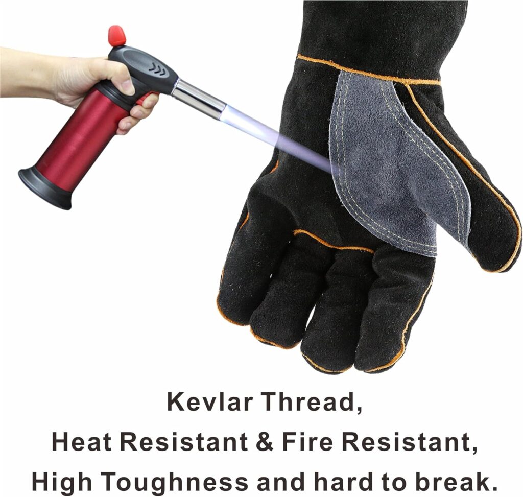 Kim Yuan Leather Welding Gloves - Heat/Fire Resistant, Perfect for Oven/Grill/Mig/Fireplace/Stove/Pot Holder/Tig Welder/BBQ