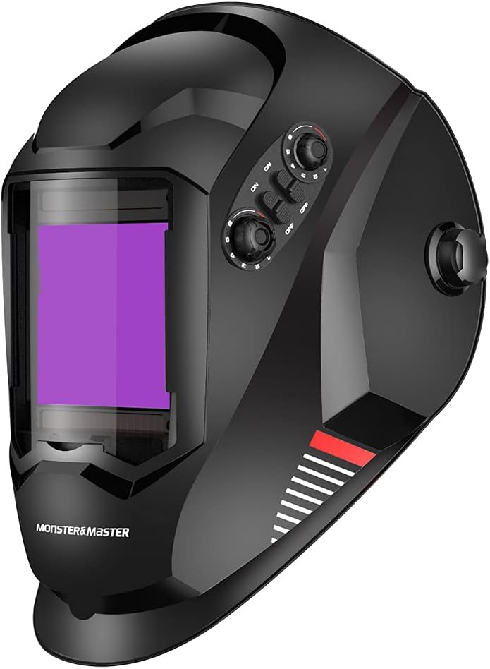 Monster  Master Auto Darkening Welding Helmet, True Color Large Viewing Screen Solar Power 4X3.7, 4 Arc Sensor Wide Shade Welding Hood, ATHUS-MM-004