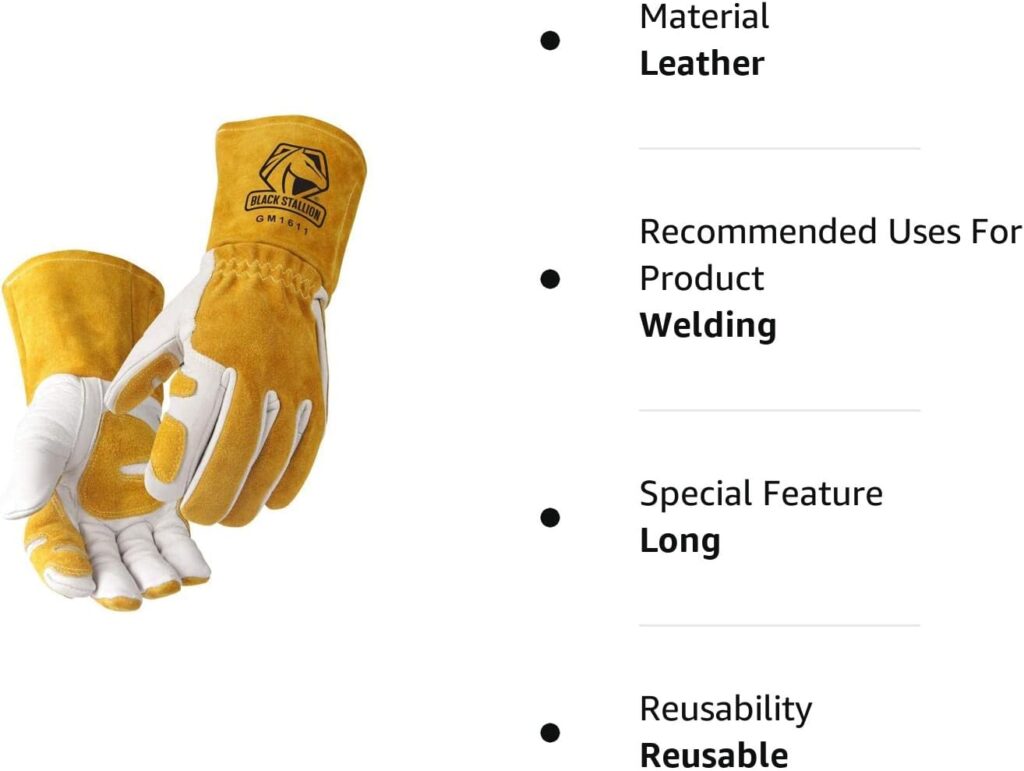 Revco GM1611 Top Grain Leather Cowhide MIG Welding Gloves with Reinforced Palm  Thumb and Index Finger, Seamless Forefinger, 5 Cuff For Extra Protection (Extra Large)