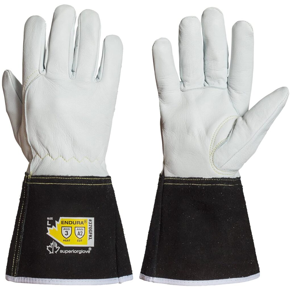 Superior 370GFKLL Precision Arc Goatskin Leather TIG Welding Glove with Kevlar Lining, Work, Large (Pack of 1 Pair)