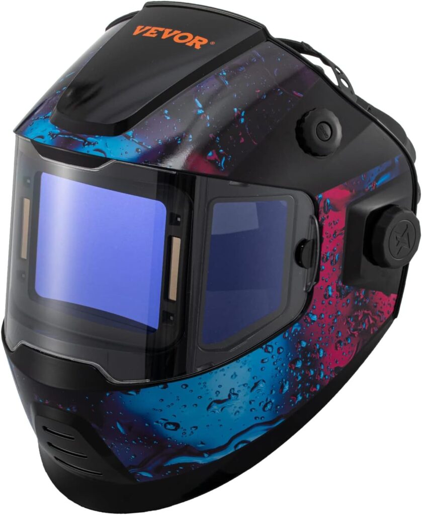 VEVOR Welding Helmet Auto Darkening Large Viewing with Side View 4.25 x 3.23, Welding Hood True Color, Welding Mask Solar Powered, 4 Arc Sensor, Wide Shade 4-8/9-13 for TIG MIG Arc Weld Grinding