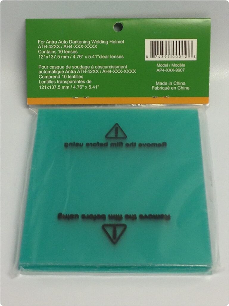 Antra Auto Darkening Welding Helmet 10-Pack Inner Interior Cover Lens APX-780-9908 Fits AF780 filter series helmets like AH7-X90-XXXX