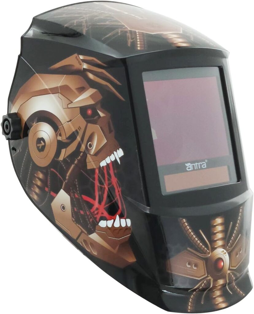 Antra True Color Top Optical 1/1/1/1 Wide Shade 3/5-14 with Shade Lock Large Viewing 12.5 SQI Digital Solar Power Auto Darkening Welding Helmet DP9 TIG MIG/MAG MMA Plasma 6+1 Extra Lens Covers