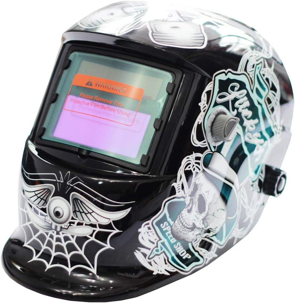 Bibowa Welding Shield Mask Solar Welding Helmet Auto Darkening with Adjustable Shade Range for Tig Mig Arc Cutting Grinding Black Pirate