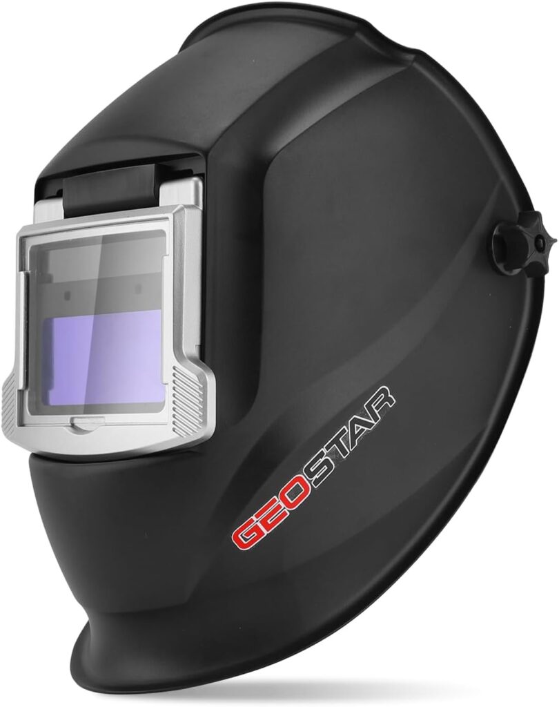 GEOSTAR Solar Powered Auto-Darkening Welding Helmet, True Color Clamshell-type Welding Mask, UV/IR Protection up to Shade DIN 16, for Welding Cutting and Grinding