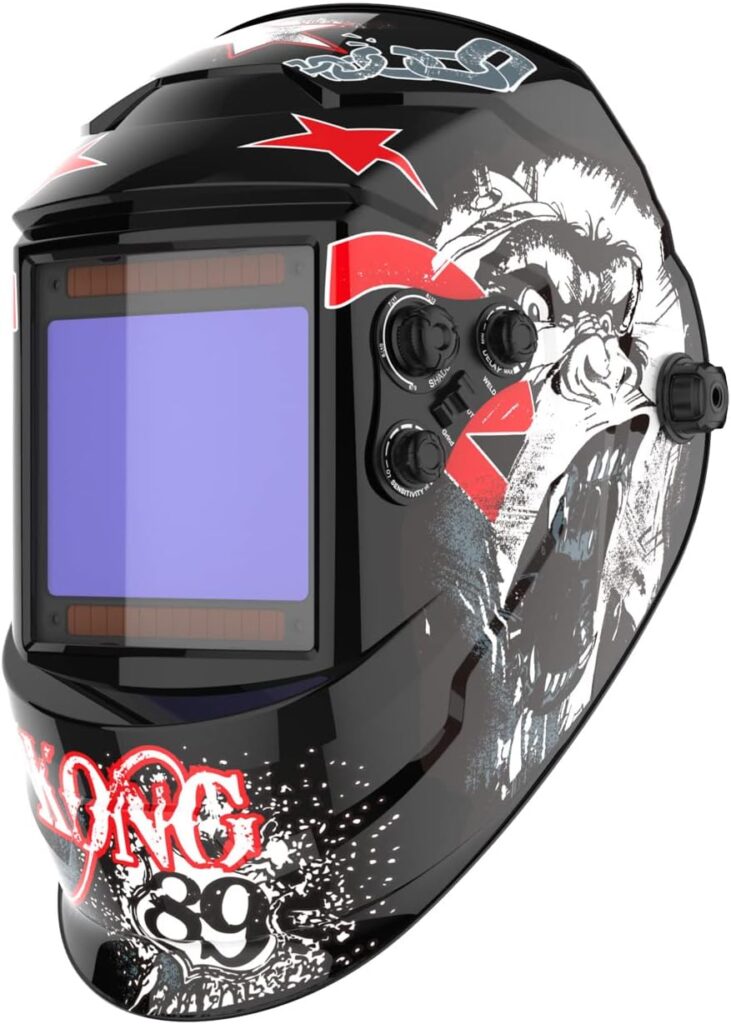 GZ GUOZHI Welding Helmet, Large Viewing Screen 3.93X3.66, True Color Solar Powered Auto Darkening Welding Helmet, Wide Shade Range 4~5/9-9/13 Welding Mask with Weld/Grind/Cut Mode for TIG MIG ARC