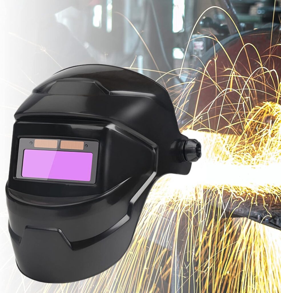 lucare Auto Darkening Welding Helmet, Solar Powered Welding Helmet LCD Clear Welding Shield Grinding Hood Safety Gear Arc Welder Mask