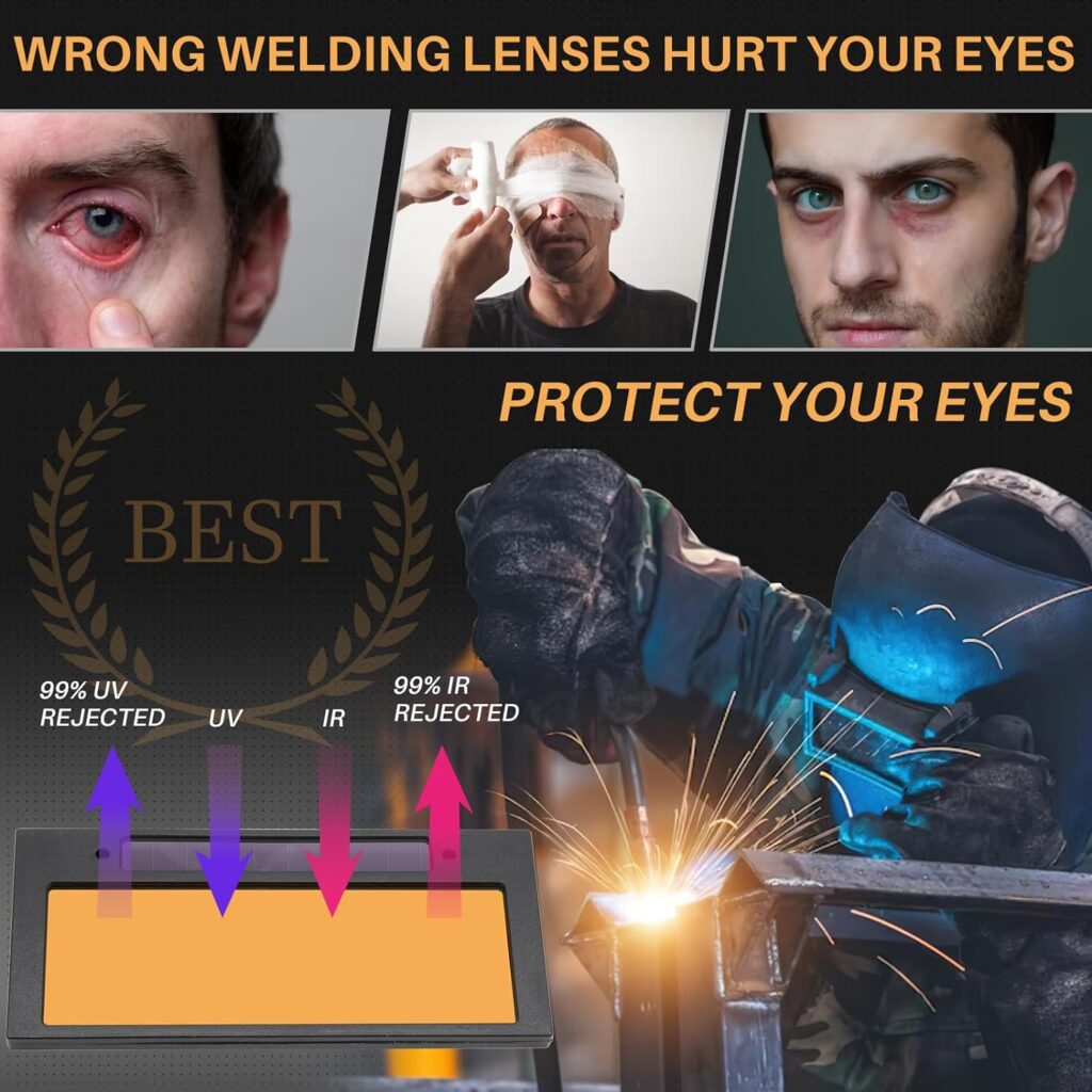 Propart 2x4.25 Gold Welding Lens Shade 12,Gold Auto-Darkening HD Welding Lens – Replacement True Color Filter,HD Automatic Welding Lens for Pipeliner Welding Hood Parts