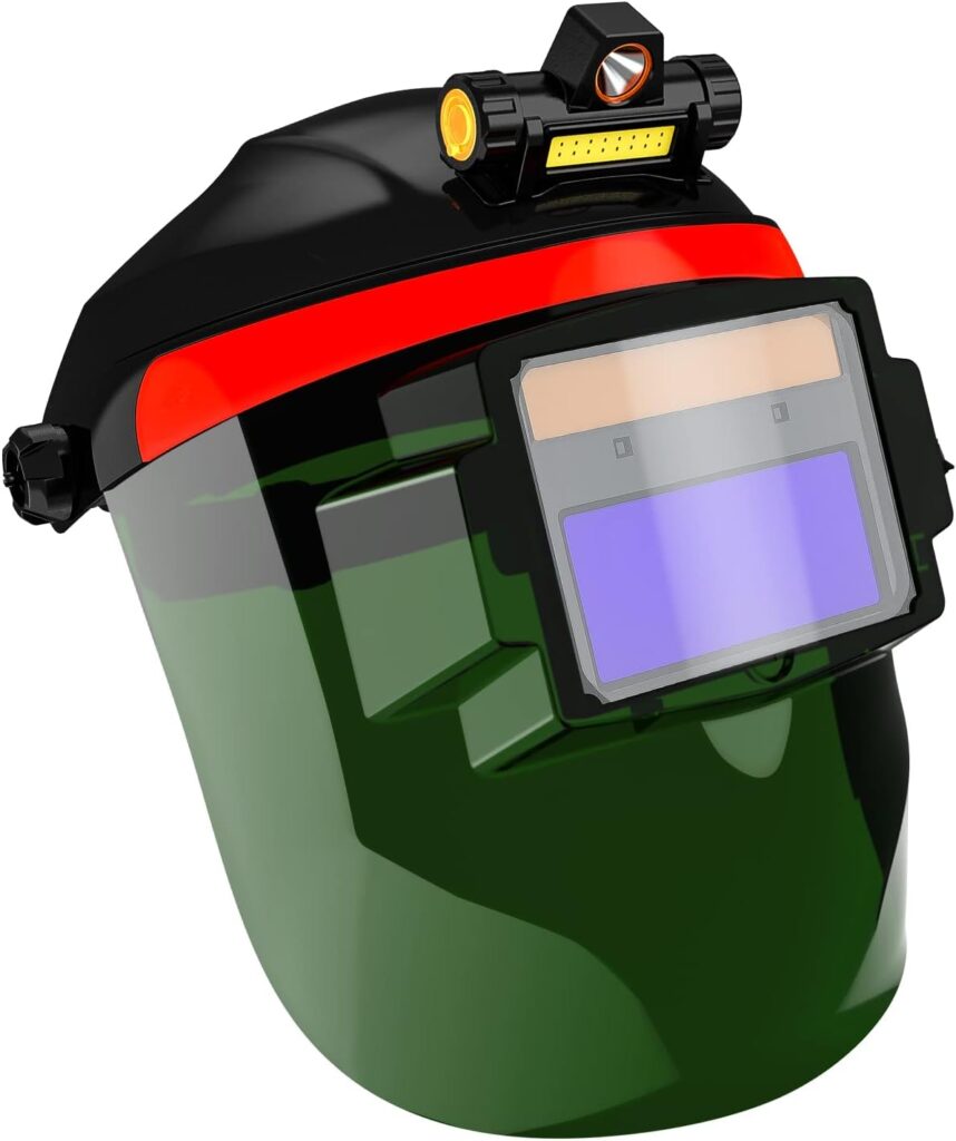 TRQWH Welding Helmet Auto Darkening with LED Light - Solar Powered True Color Welder Helmet Face Shield, Welding Mask, Welding Hood for TIG MIG ARC Adjustable Shade 9-13 Welder Mask