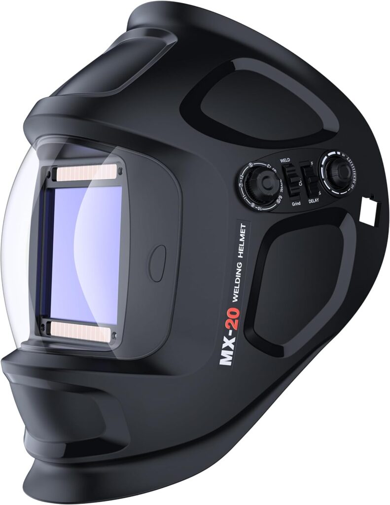 Upgrade Welding Helmet Auto Darkening,3.94X3.66 Ultra Large Viewing,True Color Solar Power Welder Mask Hood,Hemispherical 4C lense,4 Arc Sensor Wide Shade 4~5/9-9/13 for TIG MIG Arc Weld Grinding