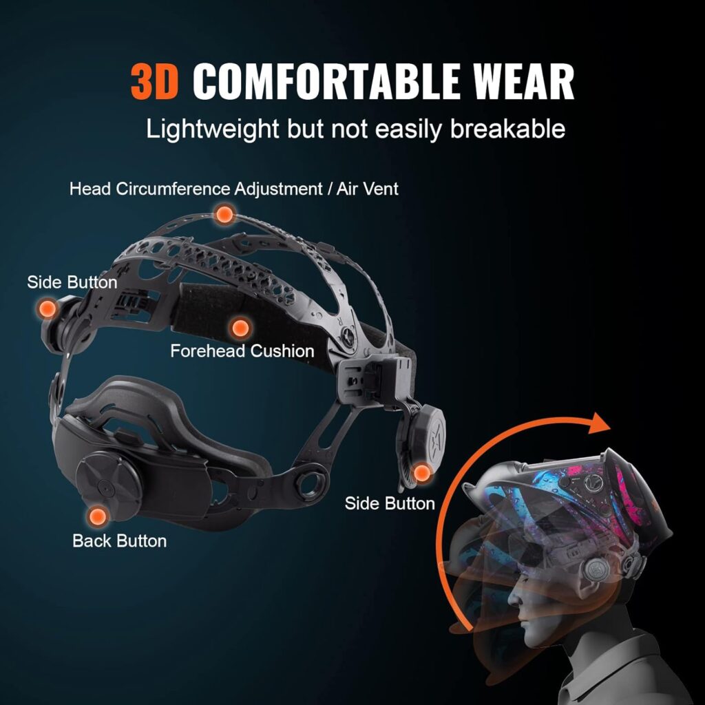 VEVOR Welding Helmet Auto Darkening True Color, Welding Hood Solar Powered, Welding Mask 4 Arc Sensor, Wide Shade 5-8/9-13 for TIG MIG ARC Weld Grinding