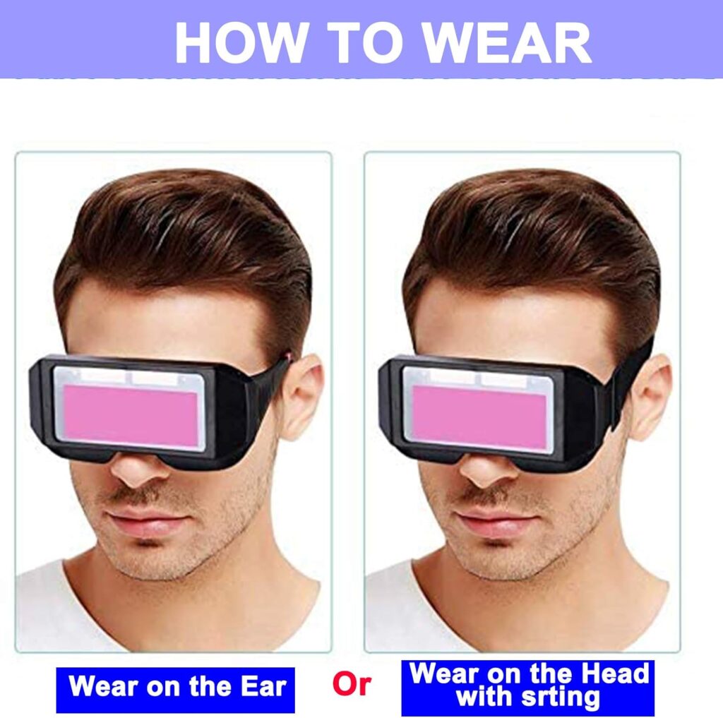 Welder Glasses, Solar Auto Darkening Welding Goggles Safety Protective Welder Mask Helmet with Adjustable Shade Eye Protection PC Anti-glare Glasses for Welder or DIYer Black