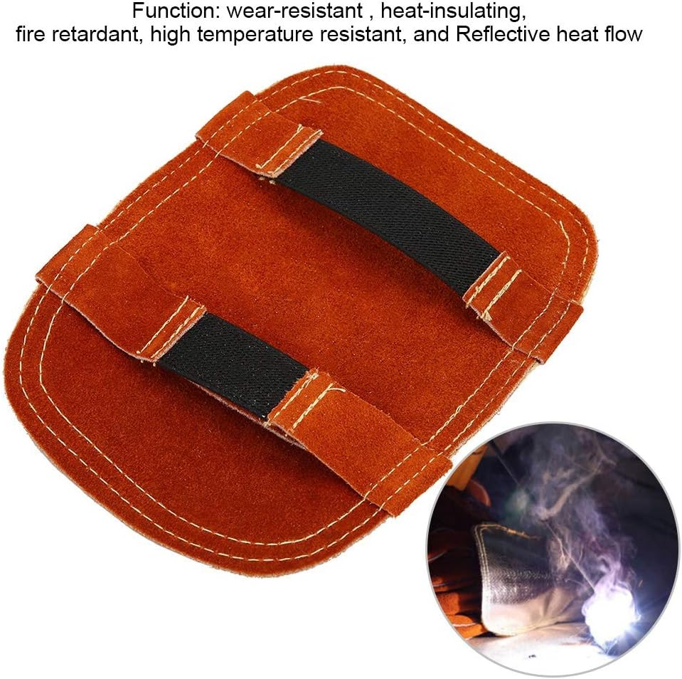 Dioche High Temperature Hand Guard Shield, Anti High Heat Transfer Flow Hand Guard Gloves Heat Shield Split Leather Leather Aluminized Back Weld Hand Pad