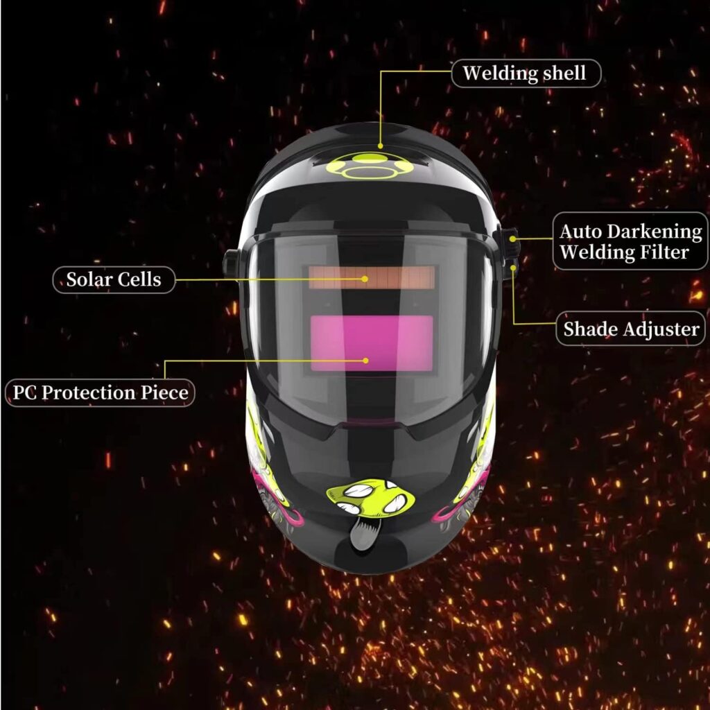 GZ GUOZHI Welding Helmet, True Color Solar Powered Auto Darkening Welding Helmet, Viewing Screen 3.64X1.67, Wide Shade Range 4~5/9-9/13 Welding Mask for TIG MIG ARC Weld Grinding (Black)