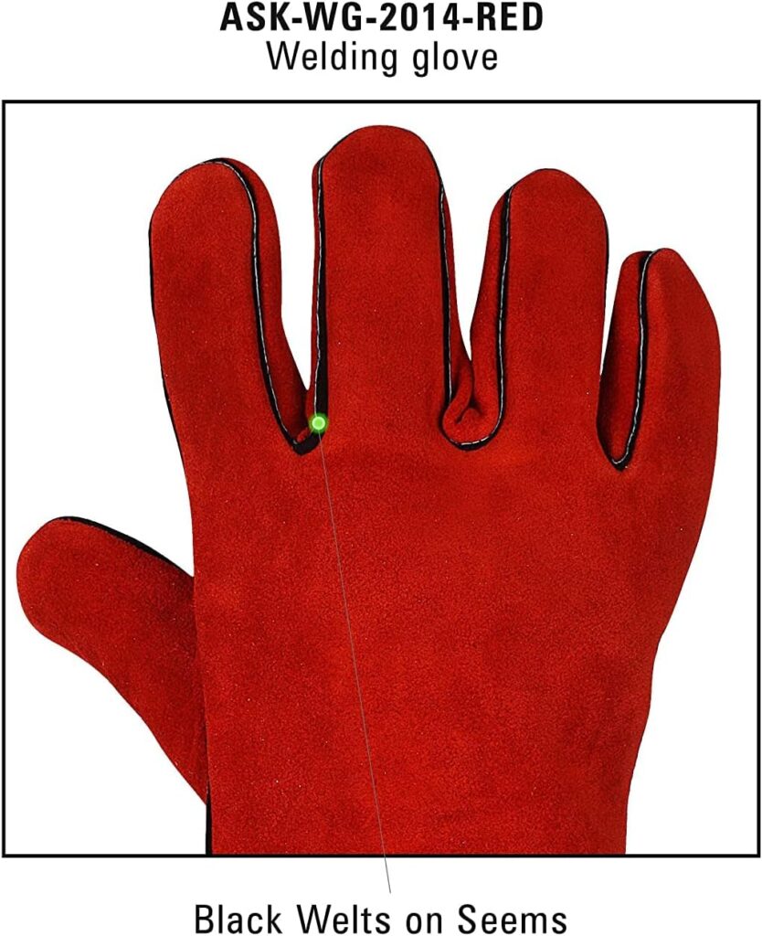 Heat Resistant Gloves, Cow Leather Kevlar® Stitching, Ideal Welding Gloves for Stick  Tig Welding, Gloves for Heat | Perfect BBQ gloves for cooking in Grill and Oven, (Size 10, RED)