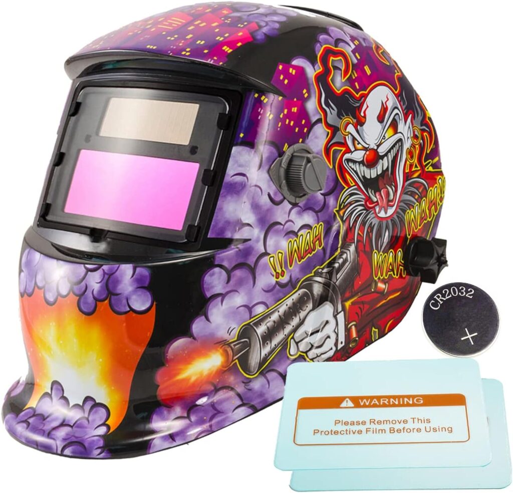 iMeshbean Auto Darkening Welding Helmet Solar Powered Hood Mask Grinding with Extra Lens ANSI Approved Eagle Design Color