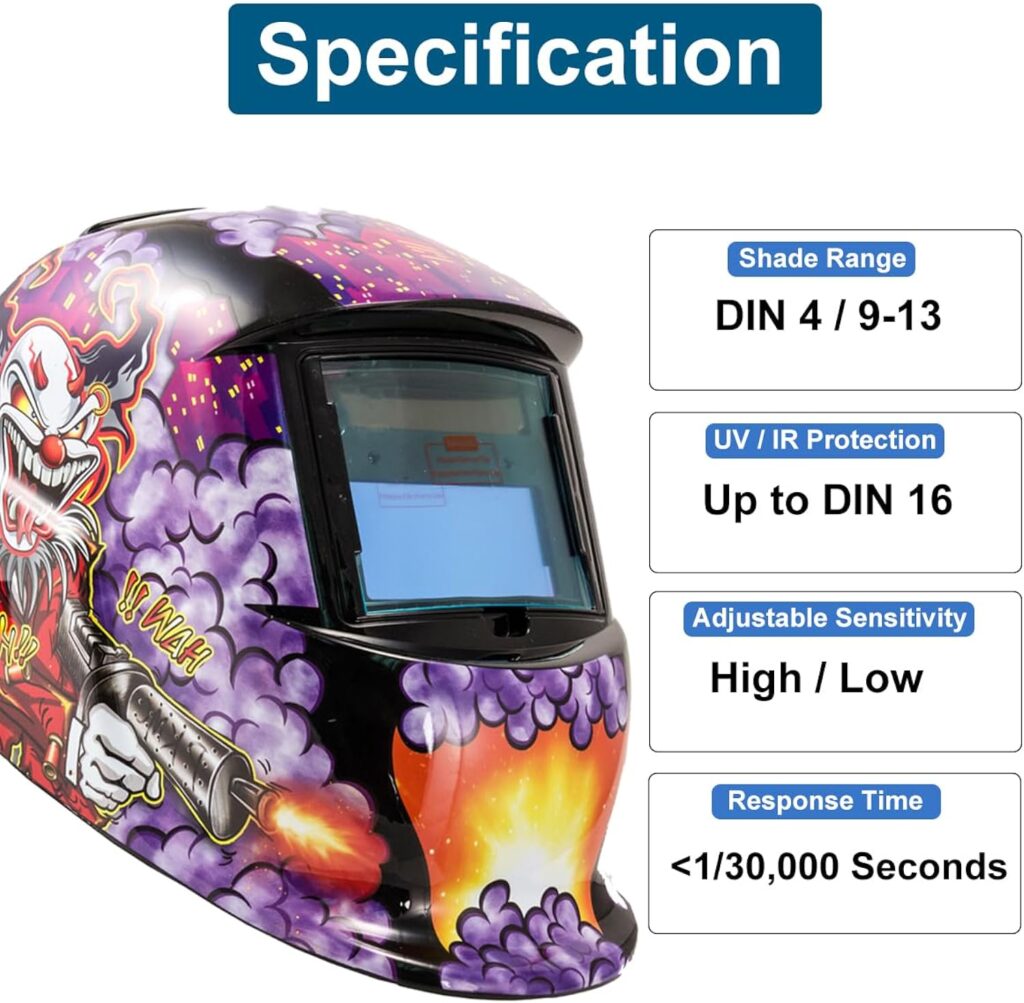 iMeshbean Auto Darkening Welding Helmet Solar Powered Hood Mask Grinding with Extra Lens ANSI Approved Eagle Design Color