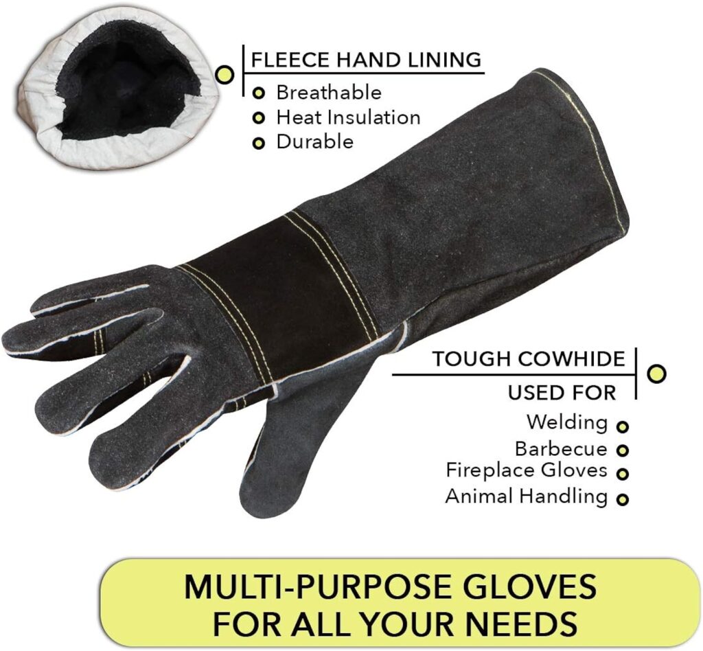 Suses Kinder Welding Gloves with Heat Resistant Thread - Fireplace Protective Leather Weld: Sizes med to XXL