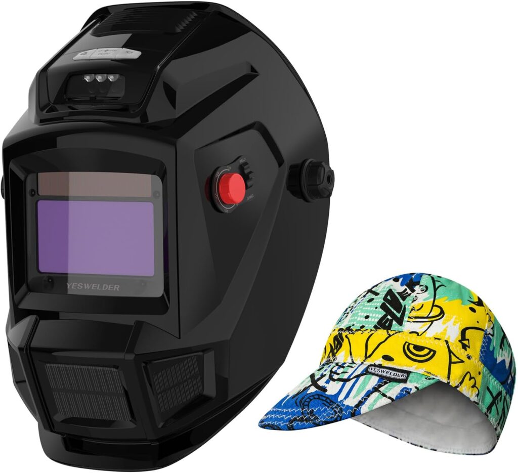 YESWELDER Auto Darkening Welding Helmet with Fan and Light, True Color 4 Arc Sensor for TIG MIG ARC Weld Hood Helmet Welding Caps