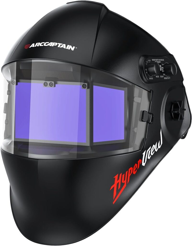 ARCCAPTAIN Welding Helmet Auto Dark: 8.46X2.75 Super Large Viewing Screen True Color Welding Helmet with Side View, Wide Shade 3-5/5-9/9-13