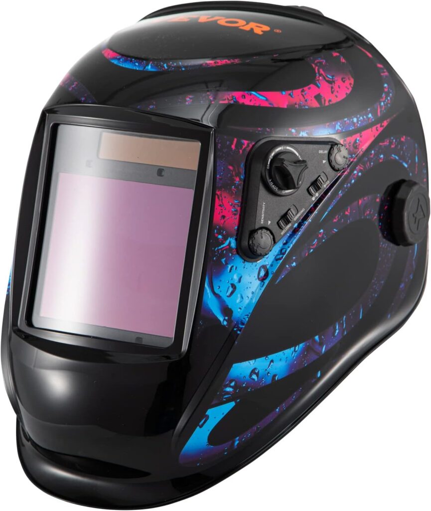 VEVOR True Color Solar Powered Auto Darkening Welding Helmet, 4 Arc Sensor Wide Shade 5-8/9-13 for TIG MIG ARC Welding Hood Mask