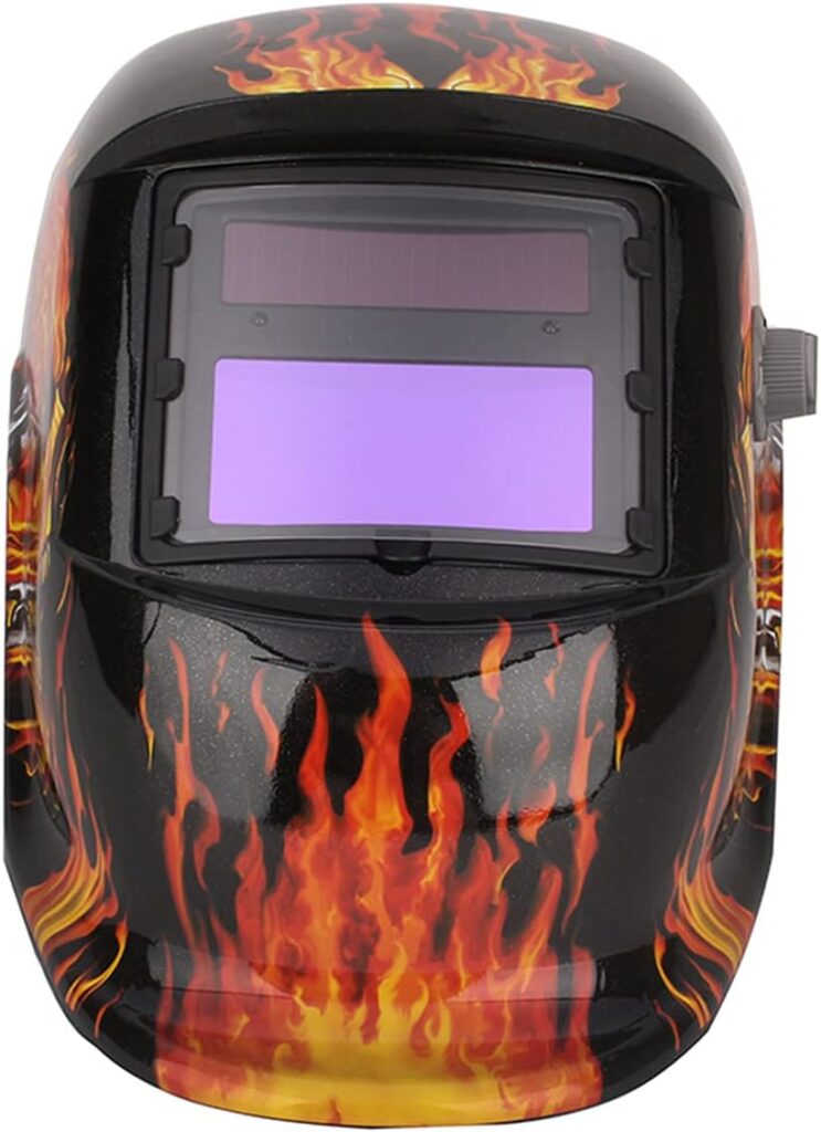 Auto Darkening Welding Helmet, Lithium Battery Operated, Solar Backup, High Temperature Protection, Ample Mask Space, Secure Structure for MIG TIG MMG Welding