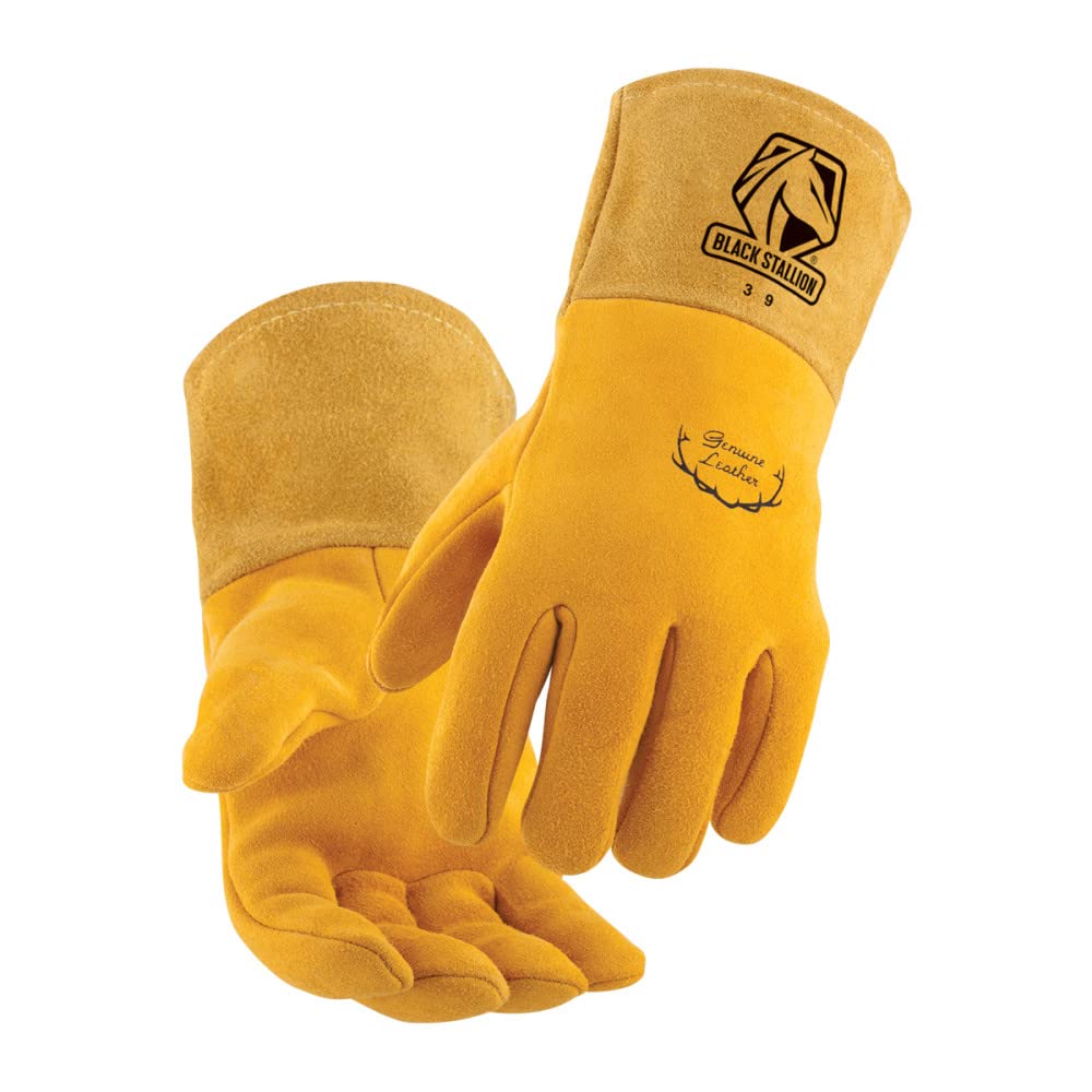 Black Stallion 750 Elkskin Welding Gloves - Large Premium Grain Leather Stick Welding Gloves