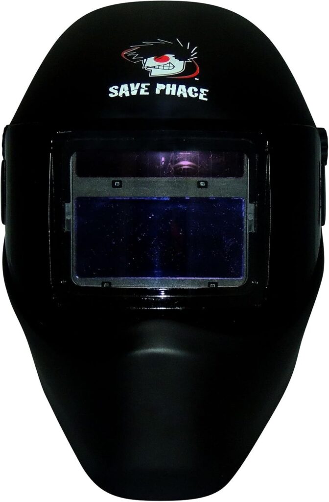 Save Phace Auto Darkening Welding Helmet Captain Jack RFP 40VizI4 Series - Ear to Ear Vision Welder Hood Grinding Mask with 4.3 x 3.5 Inch Internal Adjustable ADF for MIG/MAG/TIG/Plasma - 2 Sensors So,Matte Black