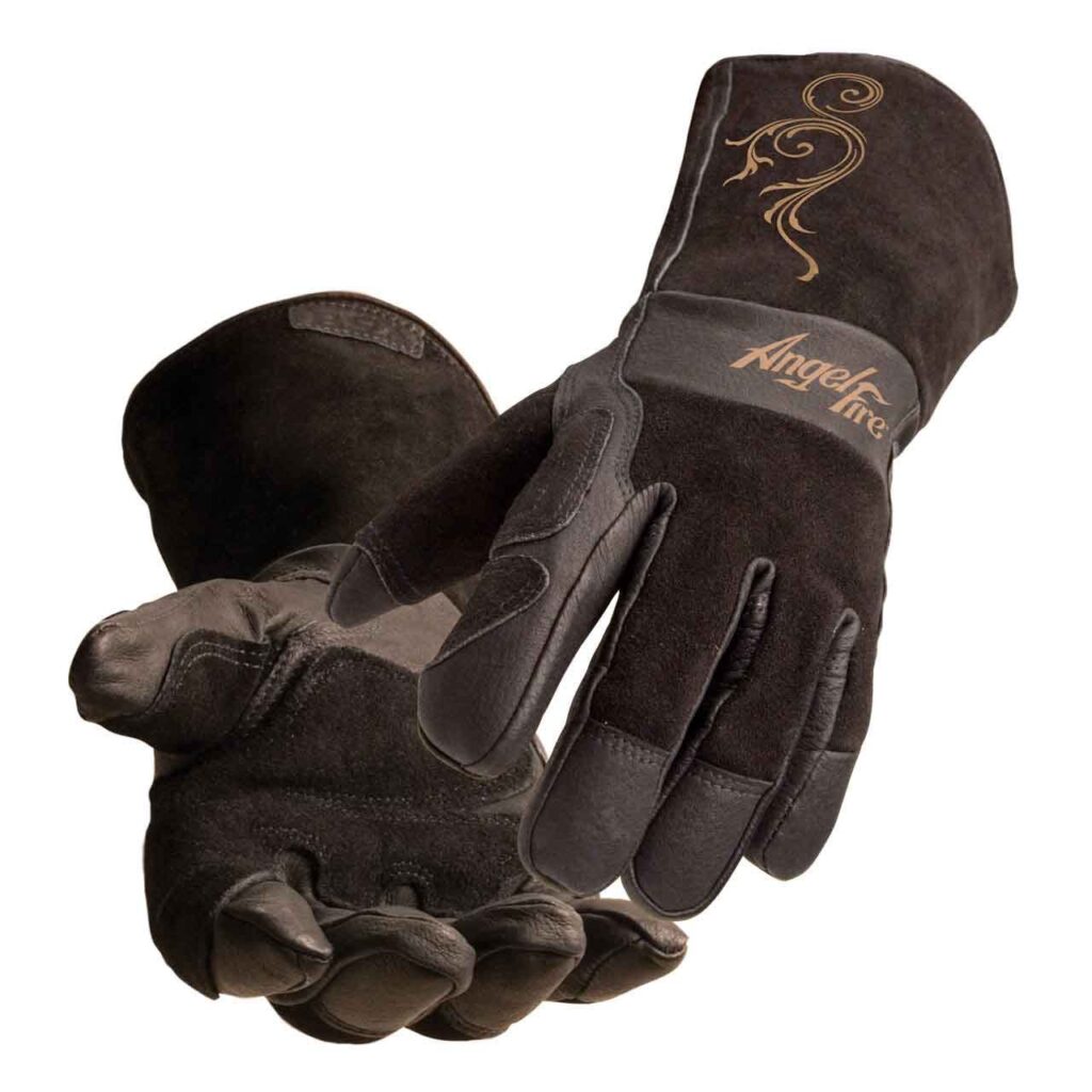 BSX AngelFire Womens Stick/MIG Welding Gloves - Black with Flourish