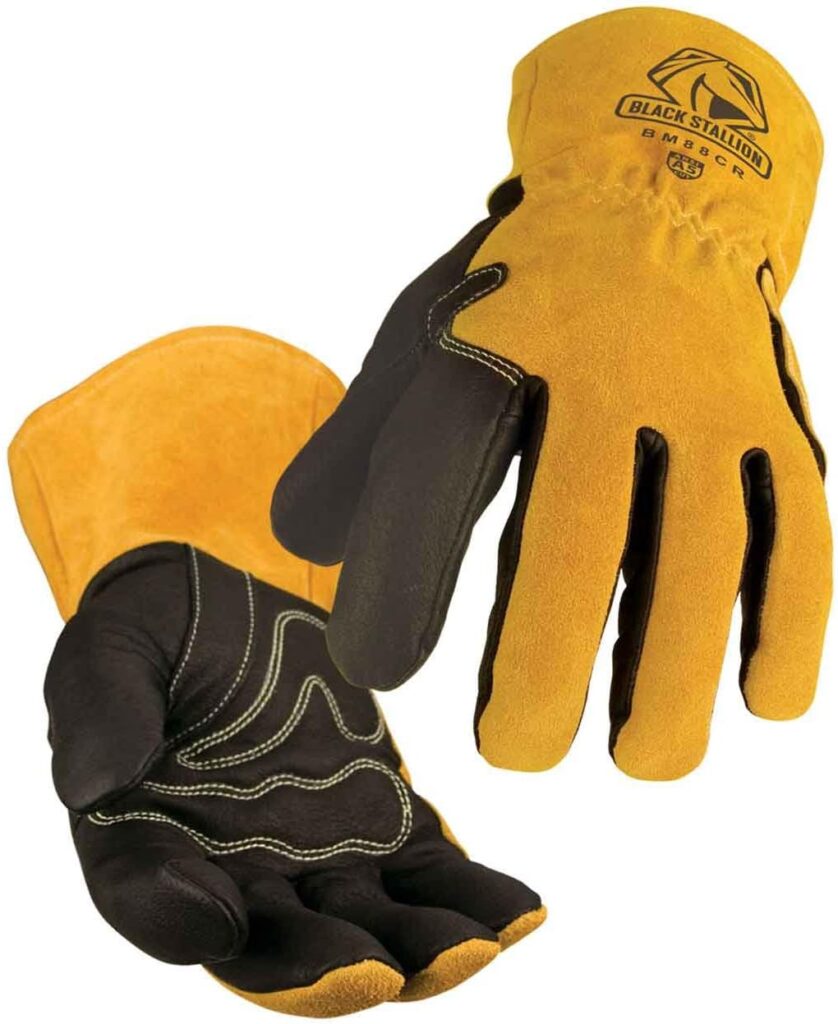 Rink Drink Black Stallion BM88CR Pigskin  Cowhide MIG Glove with A5 Cut Resistance, Medium