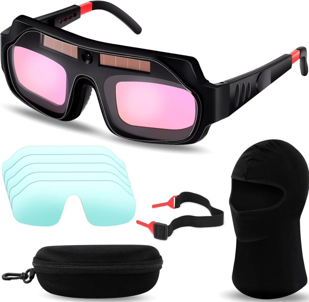 1 Set Welding Glasses Solar Welding Goggles Auto Darkening Welder Glasses Mask Helmet with Replacement Lenses for TIG MIG Arc Plasma Cut