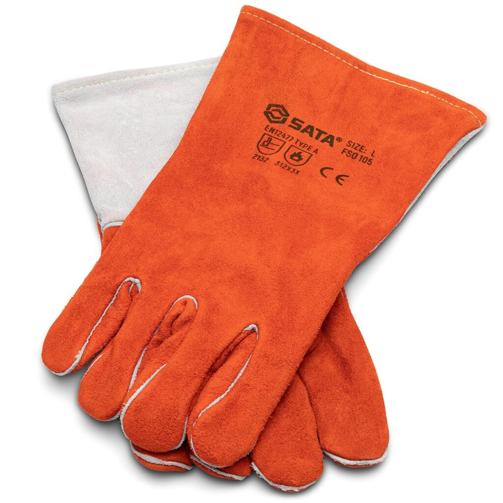 SATA Straight Finger Welding Gloves - Large - STFS0105 , Orange