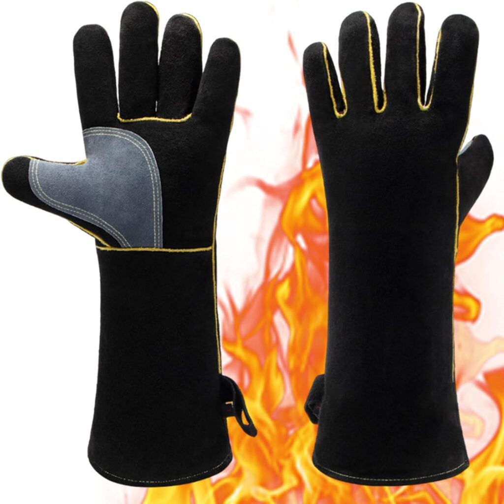 Forge Leather Welding Gloves,Heat/Fire Resistant,for Tig Welder Oven Grilling Pet Care Safety Gloves