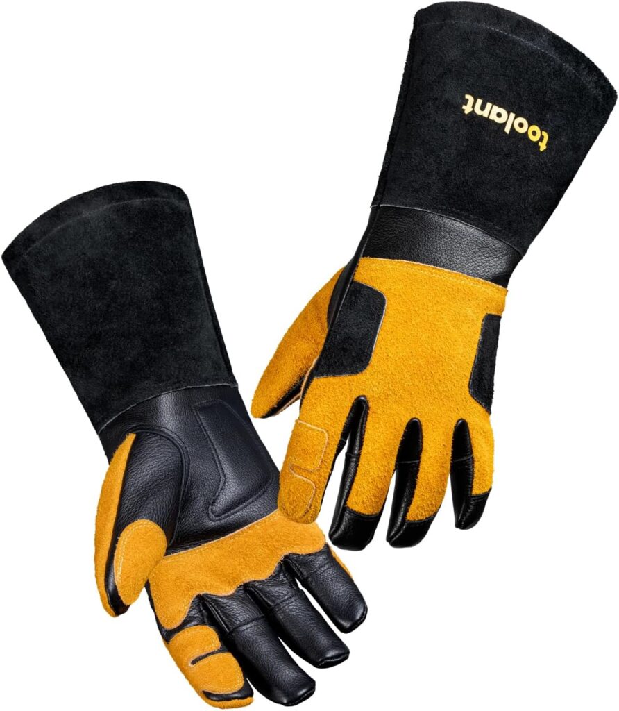 toolant Welding Gloves for Men, Leather Cowhide Mig/Stick Welding Gloves, for Welding, for Grill, for Gardening