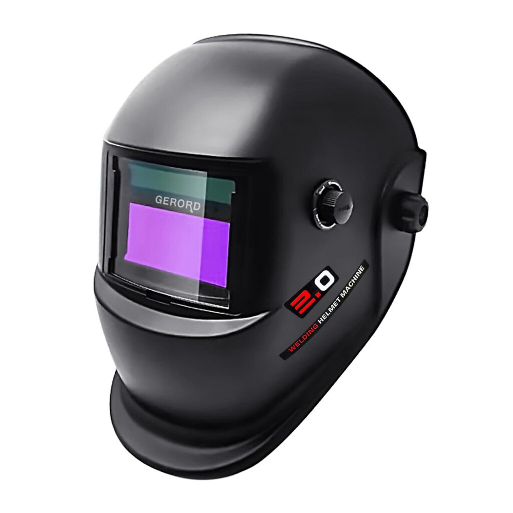 Auto Darkening Welding Helmet True Color Welding Mask 3.64*1.67in Welding Hood, Solar powered+Replaceable Li-Battery, Accessory/tool for TIG MIG Arc Welding/Grinding/Cutting, Adjustable, Black